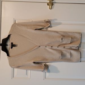 WHBM size medium 3/4 sleeve button-up gold sparkly sweater
